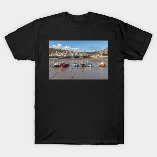 Staithes Harbour T-Shirt by Reg-K-Atkinson